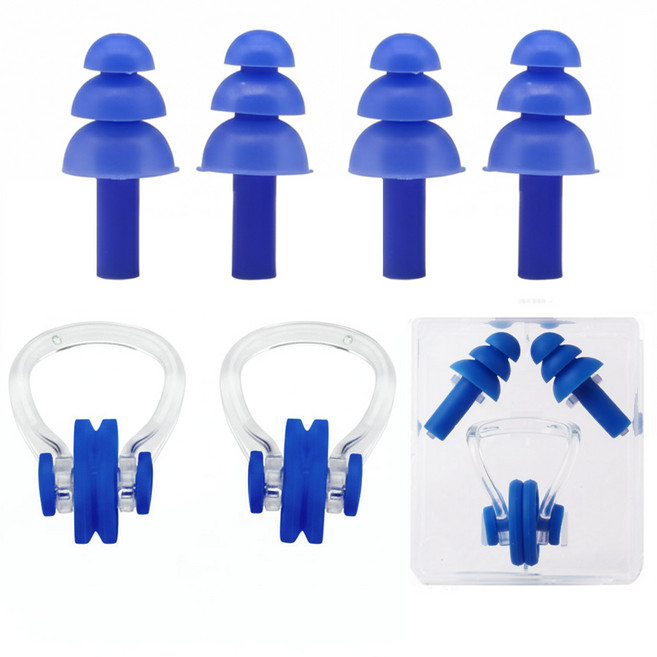 SWM 수영귀마개 수영코마개 물놀이 수영 잠수, 블루, 3세트