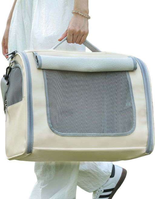 포프린츠펫 고양이 이동장 강아지 이동가방 반려동물 이동가방 삼면통풍 이동가방+이너쿠션, 베이지, 1개