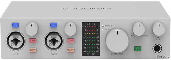 오디오 인터페이스 TOPPING E2x2 OTG 전문 2 in out 사운드 신제품, 1) WHITE, WHITE