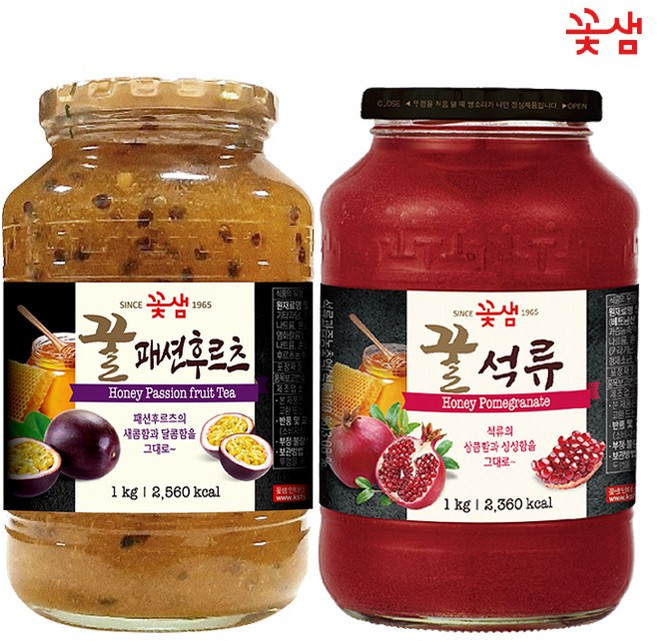 꽃샘 꿀 패션후르츠차 1KG +꿀석류차 1KG (과일에이드), 1개입