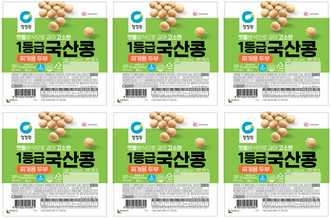 청정원 국산콩 찌개두부, 6개, 300g