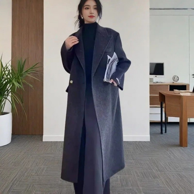 쩐쿠 여성 카라넥 원버튼 고급 롱 코트 K0246