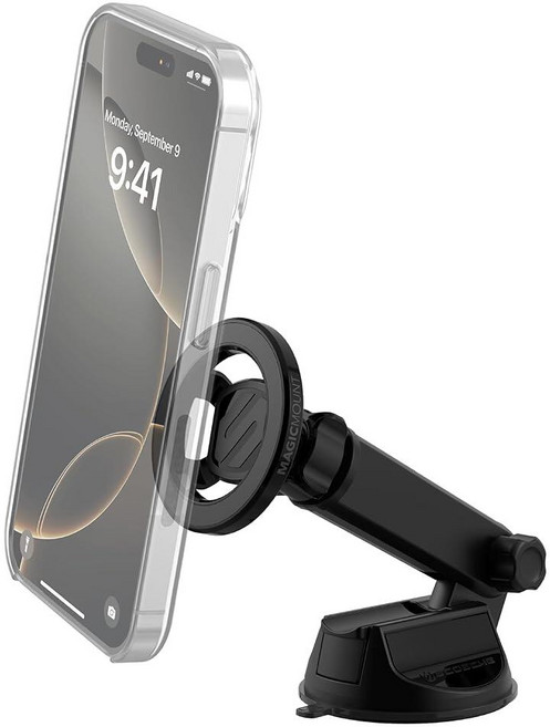 Scosche MagSafe 자동차 마운트 흡착 컵 윈드실드 폰 마운트/마그네틱 휴대폰 홀더 대시보드용 팝소켓과 호환되는 확장 암 포함 아이폰 삼성과 스탠드, Scosche MagSafe 자동차 마운트, 흡착 컵