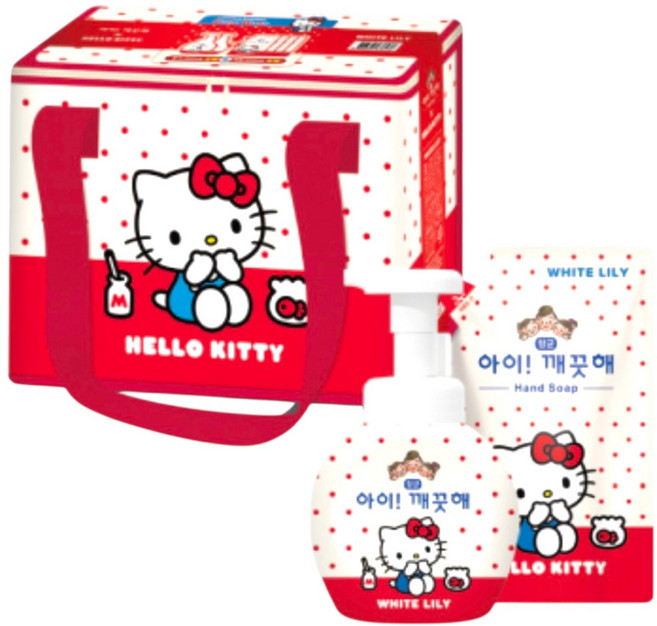 9위 - 아이깨끗해 헬로키티 보냉백 세트(본품 250ml x 2개입 + 리필 200ml x 4개입 + 헬로키티 레드 