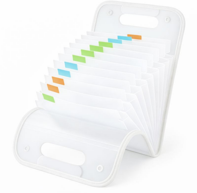 아코디언 파일 가방, 화이트, 1개