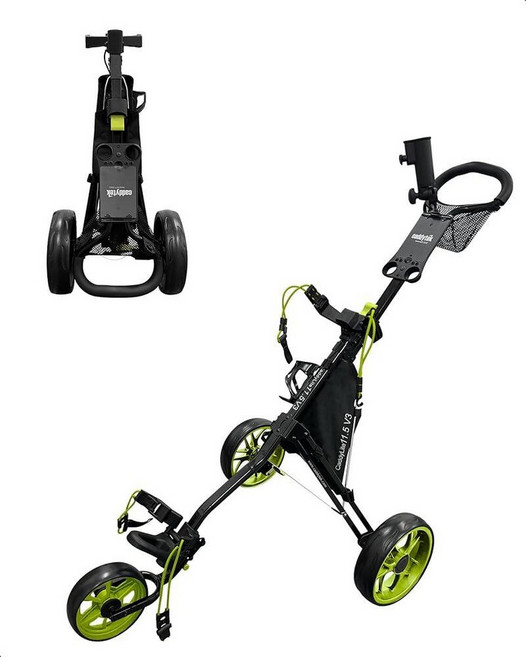 Caddytek 캐디라이트 11.5 V3 삼륜 수동 골프 카트 실버 1.36 x 0.69 x 1.14m 슈퍼라이트 디럭스 경량 접기 쉬움, 블랙/라임, 블랙/라임