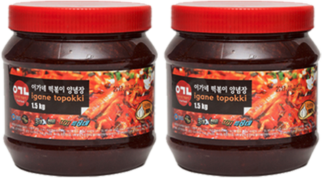 이가네 떡볶이 만능 양념장 기본맛 1.5kg (비빔장 고추장 매운 볶음 양념), 2개