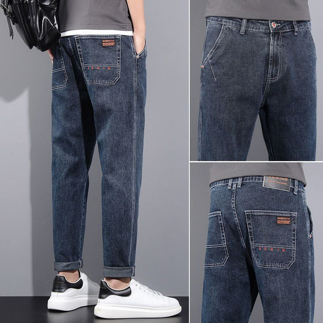 캐주얼 남자 청바지 긴바지 루즈핏 9부 청바지 데님 배기 팬츠 봄 가을 남성 데님 팬츠 YSQ
