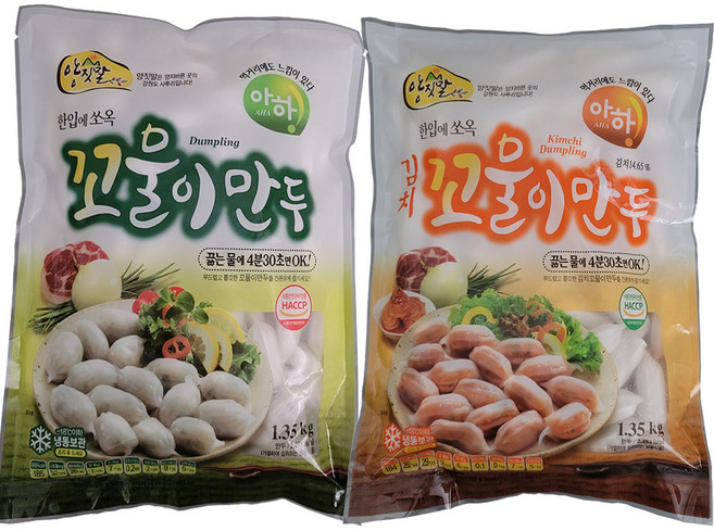 아하식품 꼬물이고기만두1350g+ 꼬물이김치만두1350g *2봉, 1.35kg, 2개