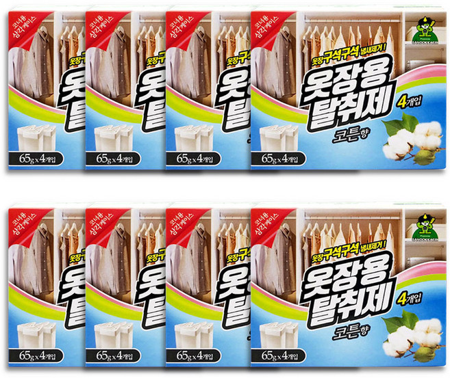 산도깨비 옷장용 탈취제 코튼향, 260g, 8개