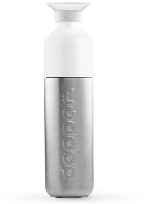 Preserve Dopper 재사용 가능한 물병 BPA 프리 식기 세척기 사용 가능 - 슬림한 조명 및 내구성 배낭 사무실 운동 달리기 자전거 스포츠용 432.3, 스틸