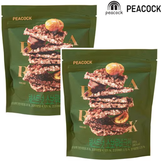피코크 체스트넛소보루 바크씬 200g, 2개