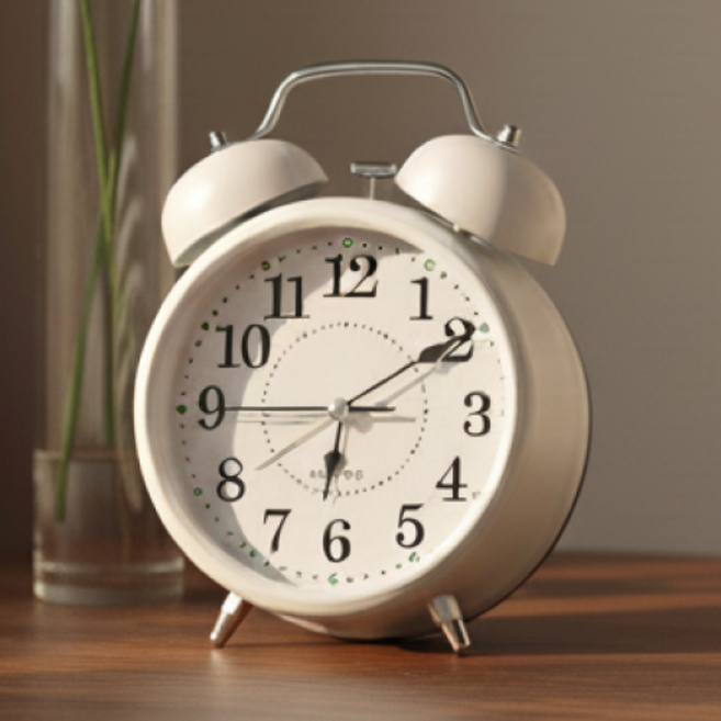 히즈플랜 시끄러운 자명종 무소음 알람시계, 화이트