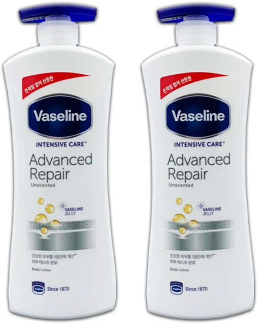 바세린 인텐시브 케어 어드밴스드 리페어 바디로션 무향, 600ml, 2개 - 쿠팡