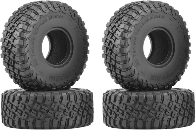 4pcs 120mm 1.9 고무 타이어 휠 휠 타이어 1/10 RC 크롤러 자동차 축 SCX10 90046 AXI03007 TRXXAS TRX4 D90 TF2 CC01, 검은색