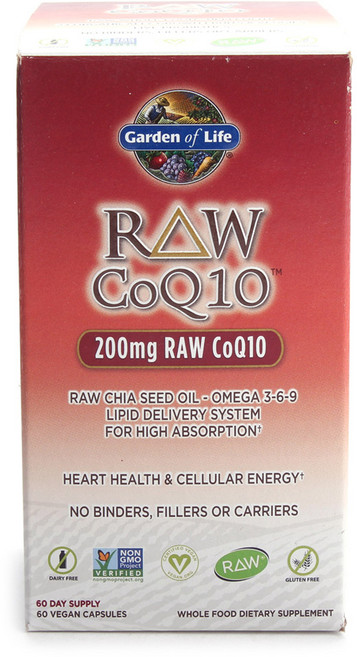 Garden of Life Raw CoQ10素食膠囊 200mg, 60顆, 1罐