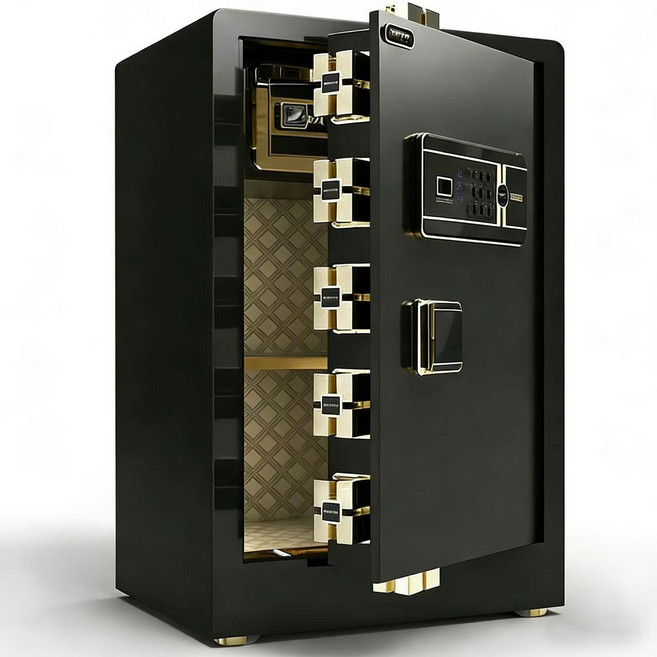 금고 가정용 사무실 지문 소형 금고 도난 방지 보관함 비밀번호 잠금, 블랙 60CM