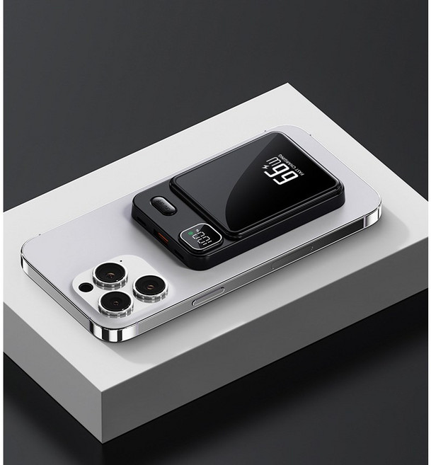 PYHO 20000mAh 보조배터리 PD22.5W 급속충전 66W 무선충전 맥세이프 대용량 보조배터리, 블랙