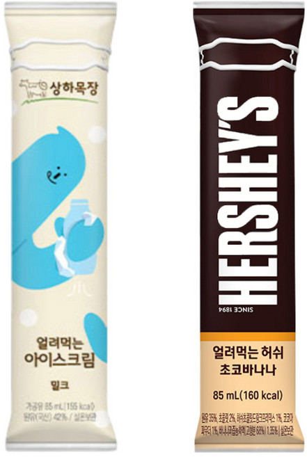 매일유업 상하목장 얼려먹는 아이스크림 밀크 6개 + 매일유업 얼려먹는 허쉬 초코바나나 6개, 1세트, 85ml