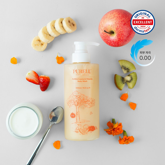 퓨어루 락토 & 비타민 키즈 유기농 바디워시, 1개, 500ml
