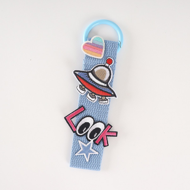 완제품 와펜 스트랩 키링 단체 선물 가방 꾸미기 귀여운 디자인 왕고리, 1개, 우주 블루