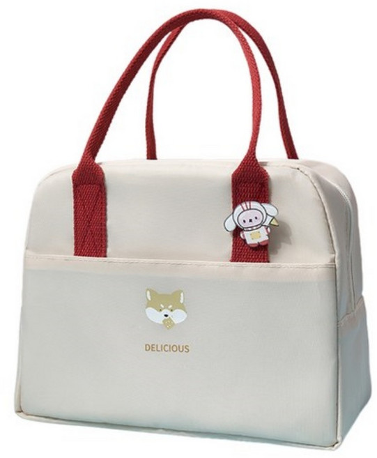 직장인 피크닉 보온보냉 도시락 가방, 아이보리