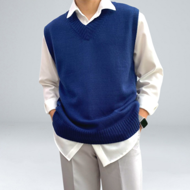 남성용 부드러움 따뜻 방한 V넥 깔끔 니트베스트