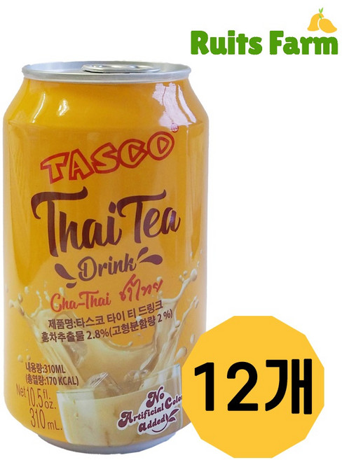 [루츠팜] 태국 타스코 타이티 310mlX12개 tasco thai tea 태국밀크티 홍차 밀크티, 12개, 310ml