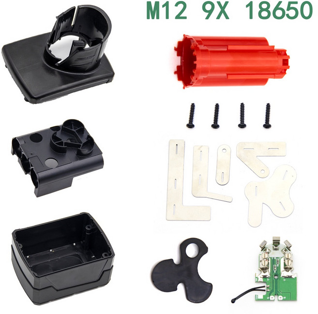 適用於 Milwaukee M-12 12V 9芯電池組件 含保護板配件, 1個, 米沃奇 3串3並聯(殼+電路板)