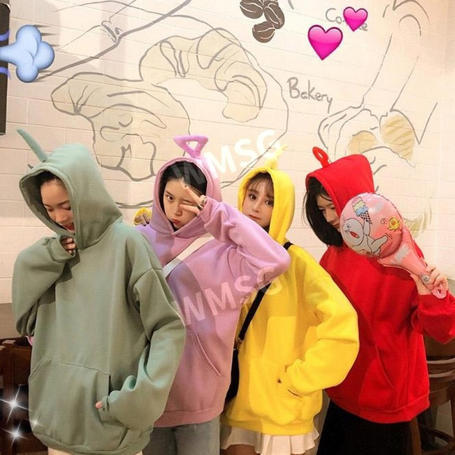 루즈핏 후드티 텔레토비 안테나 포인트 빅사이즈 단체티 우정템