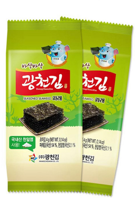 광천김 바삭바삭 파래김, 4g, 32개