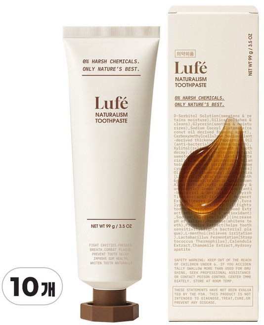 무불소 천연치약 구매평 만점 유해성분x 잇몸 질환 예방 구취제거, 99g, 10개