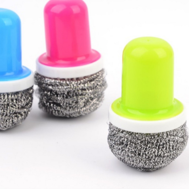 손잡이 리필가능 철 수세미 주방 청소용 세척 스텐 쇠 세면대 욕실 바닥 솔 교체형 집 청소 용품, 1개, 1개