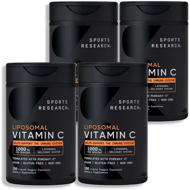 Sports Research 스포츠 리서치 리포좀 비타민C 1000mg, 4개, 180정 - 쿠팡