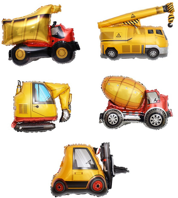 이벤트홀릭 자동차 중장비 비행기 대형 은박 풍선, C.중장비세트(5종)