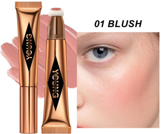 YOUNG VISION 에어 쿠션 파우더 블러셔 글로스 스틱 메이크업 리퀴드 루즈 6 가지 색상 옵션, [01]8111-01, 1개