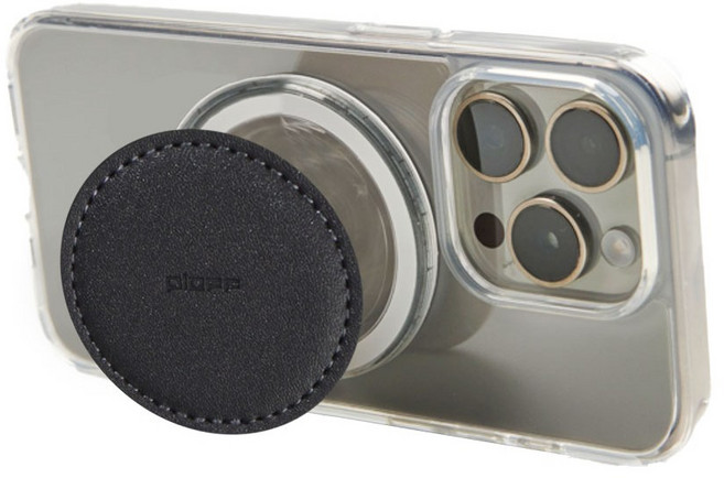 [플렙] 가죽 맥세이프 팝그립 탈부착 휴대폰 거치대 마그네틱 스마트톡 (신제품), 1개, A. Luna - Charcoal