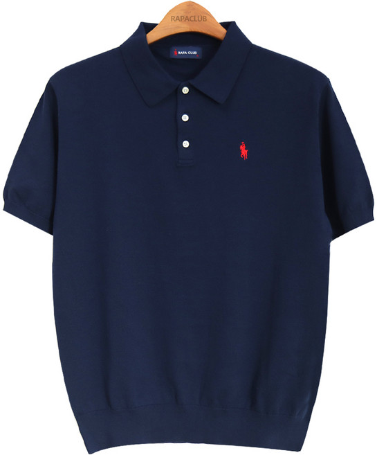 라파클럽 남성 코튼 100% 칼라넥 반팔 니트 스웨터