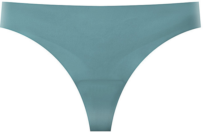 性感無痕冰絲女士丁字褲，低腰透氣豹紋印花, 藍色,M（110-130斤）