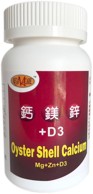 MEGA CARE 鈣鎂鋅+D3 牡蠣殼鈣, 1.5g, 1個