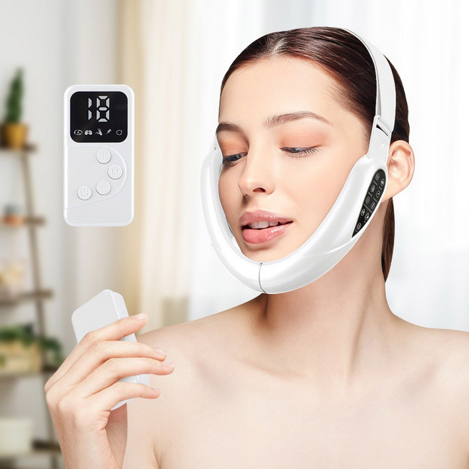 앤모드 EMS LED 마사지 브이라인 장치 눈밑지방 피부 디바이스 슬림페이스 벨트, 핑크 중성 포장지 패치