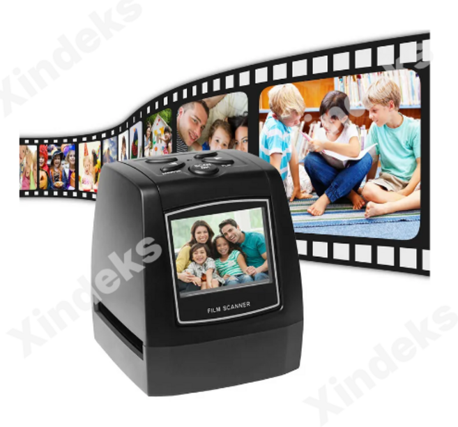 Xindeks 35/135mm 슬라이드 필름 스캐너 2.36인치 LCD 화면, 블랙