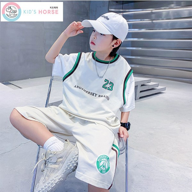 키즈목마 2025 여름 남아 루즈핏 쿨링 반팔 반바지 농구복 초등 남아 주니어 땀 흡수 운동복 투피스 634