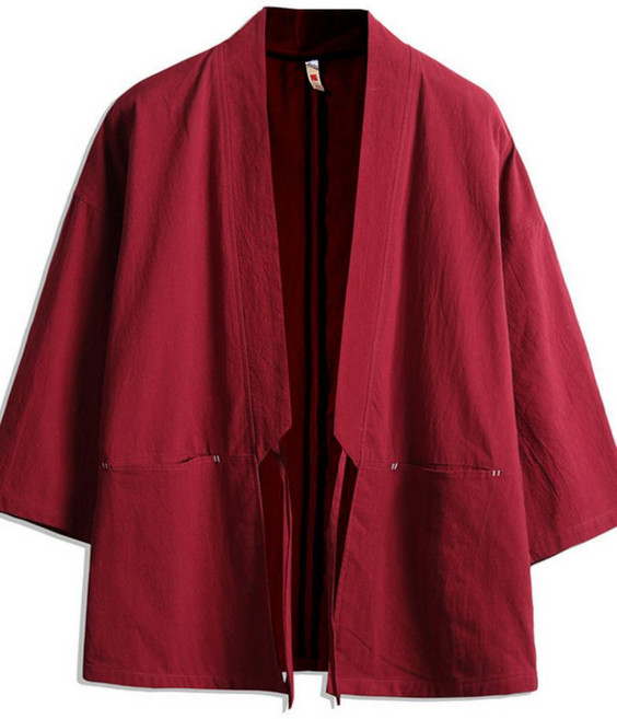 하오리 기모노 얇은 가디건 셔츠 한텐 보급형 일본 잠옷 유카타 가운 블랙 여름 M