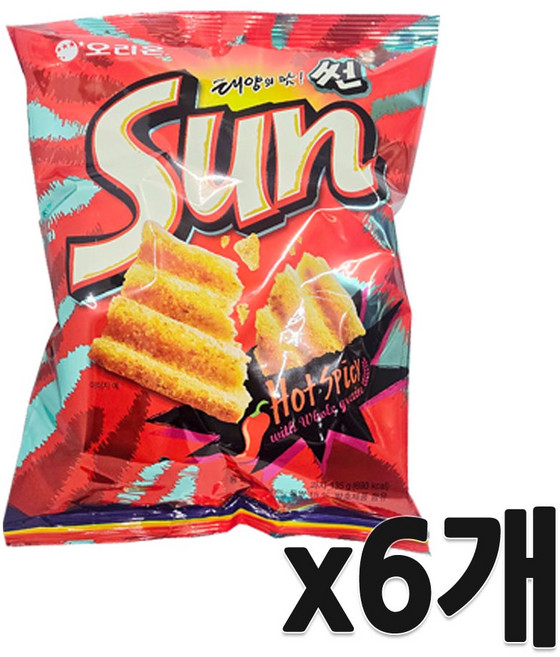오리온 썬 핫스파이시맛 135gx6개/썬칩, 135g, 6개