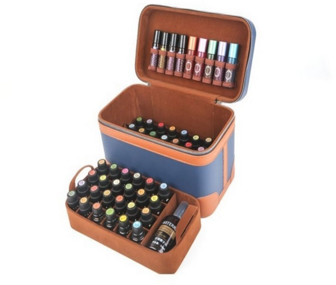 아로마 오일 에센셜 수납가방 고급 파우치 파우치 보관함 화장품 2단 66칸 66칸 푸른 색 1개, 66칸 푸른 색 * 1개