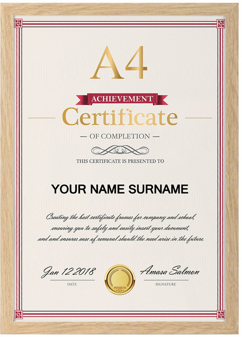 olivet 내추럴 우드 인테리어 액자 벽걸이 탁상용 겸용 무타공 사진틀 A4, 1개, 원목색