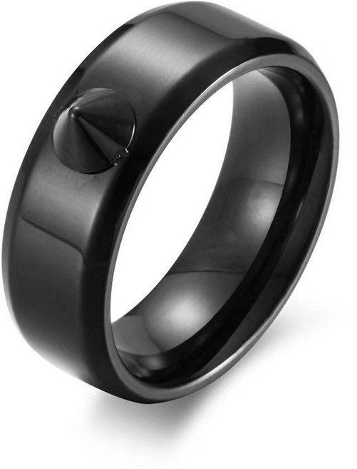 鉚釘破窗防身戒指 尖刺指環嘻哈潮人手飾, 1個, 黑色10號