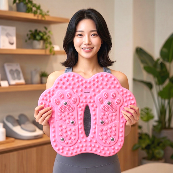 도르나솔 3단계 발지압 스텝퍼 다이어트 가정용 무소음 홈트, 핑크