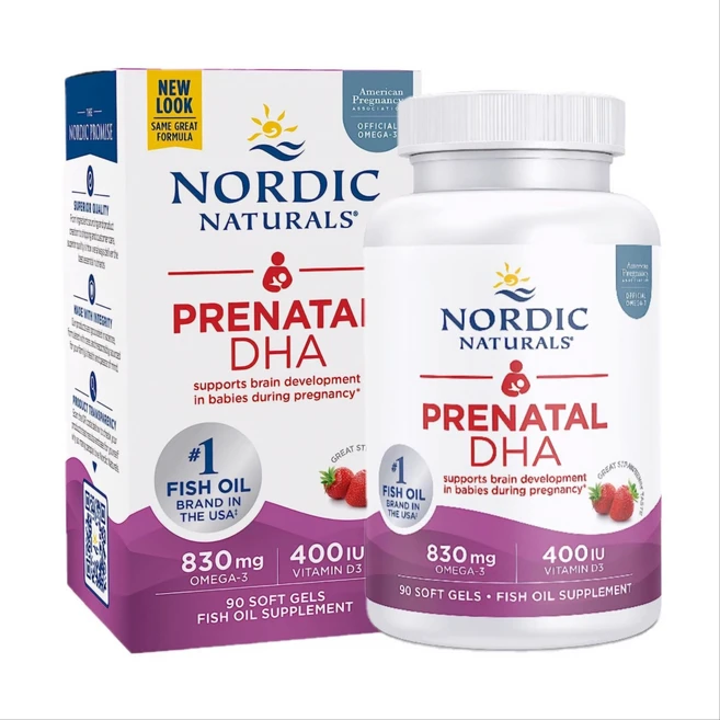 노르딕 내추럴스 프리네이탈 임산부 DHA 오메가3 830mg+비타민D3 400IU 90소프트젤 딸기맛, 1개 - 쿠팡
